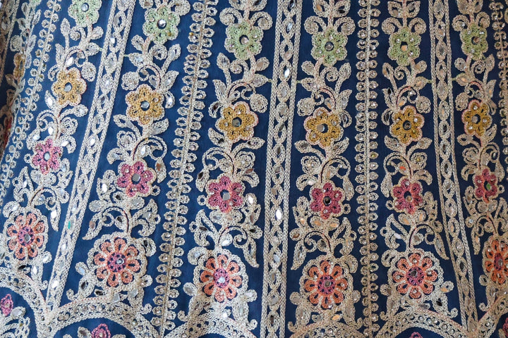 Blue Multicolor Embroidered Lehenga - Lotus Lehengas