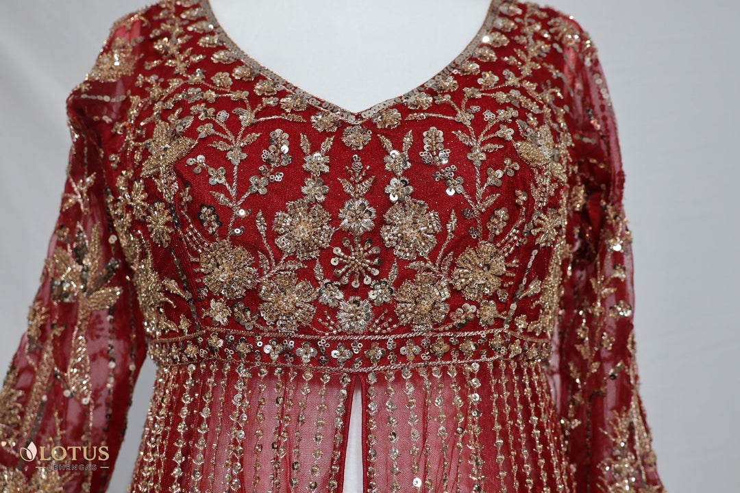 Bridal Red Heavy Lehenga - Lotus Lehengas