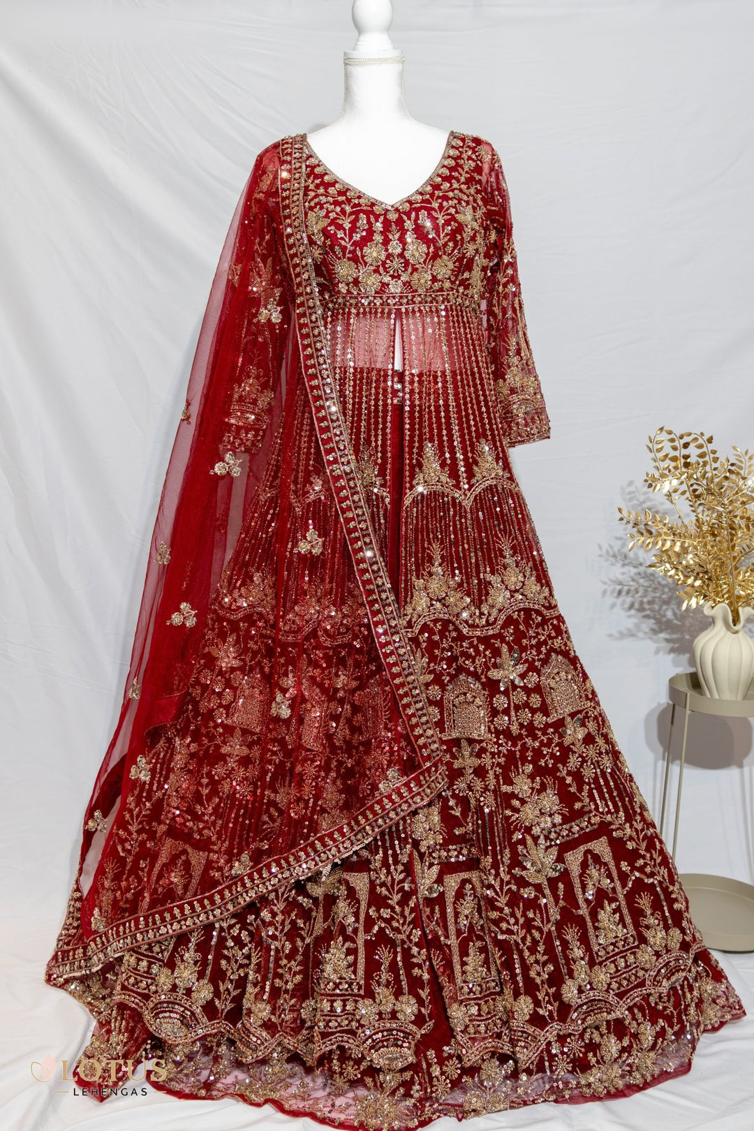 Bridal Red Heavy Lehenga - Lotus Lehengas