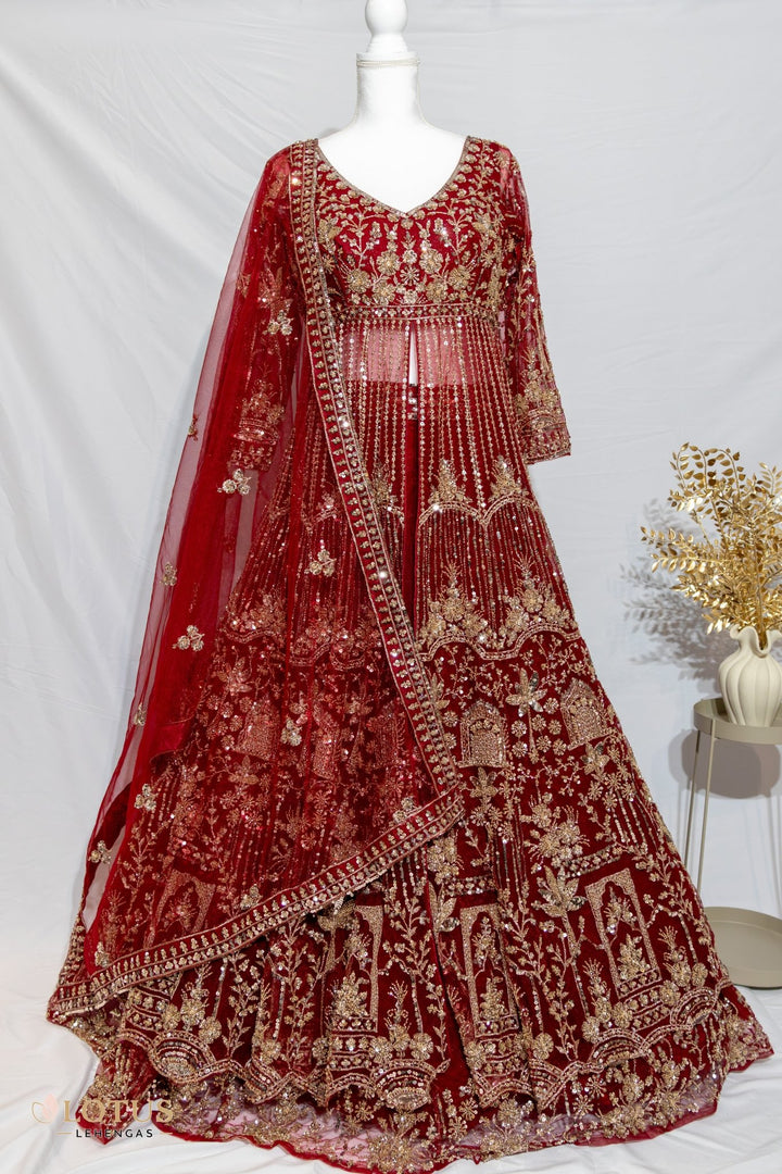 Bridal Red Heavy Lehenga - Lotus Lehengas