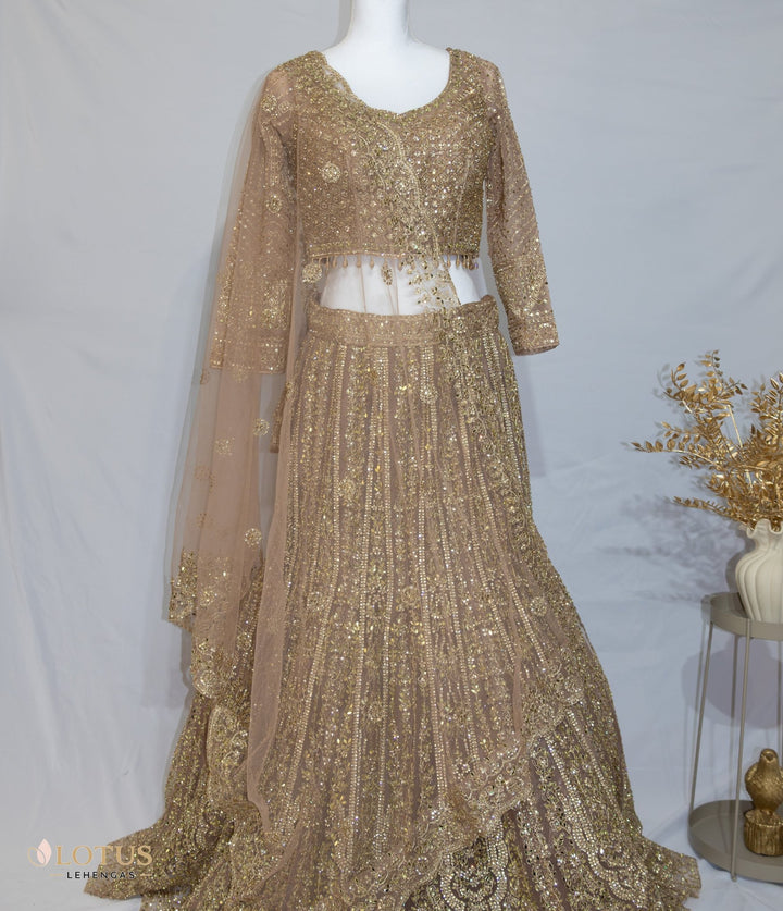 Champagne Gold Luxe Lehenga - Lotus Lehengas