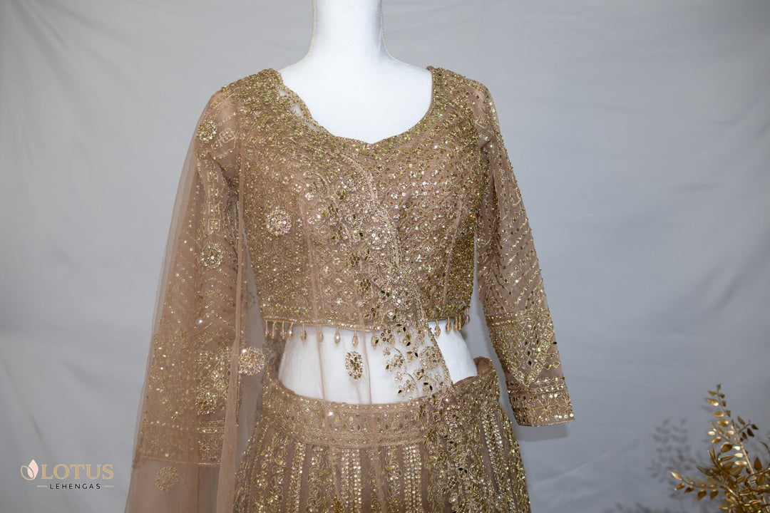Champagne Gold Luxe Lehenga - Lotus Lehengas