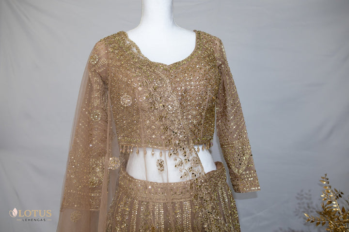 Champagne Gold Luxe Lehenga - Lotus Lehengas