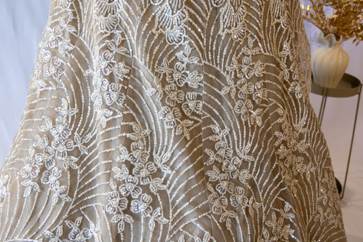 Ivory Flower Embroidered Lehenga - Lotus Lehengas