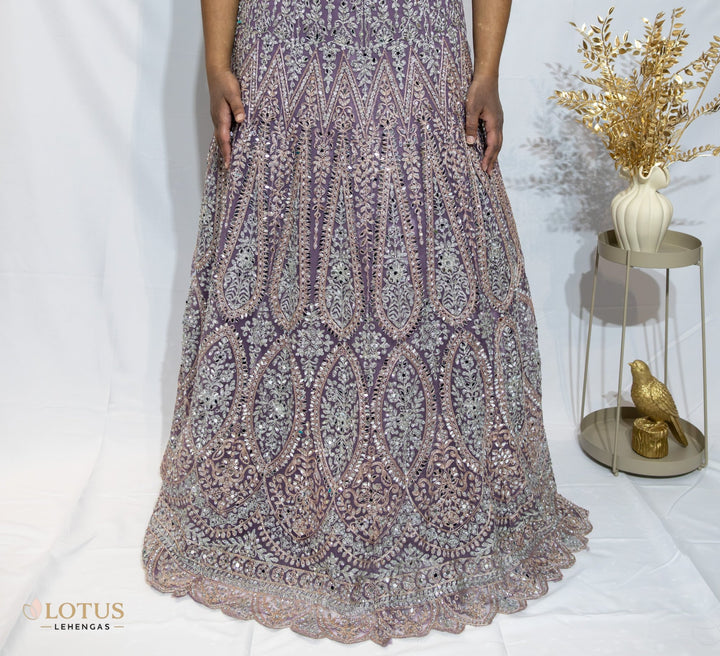 Lilac Silver Embroidered Lehenga - Lotus Lehengas