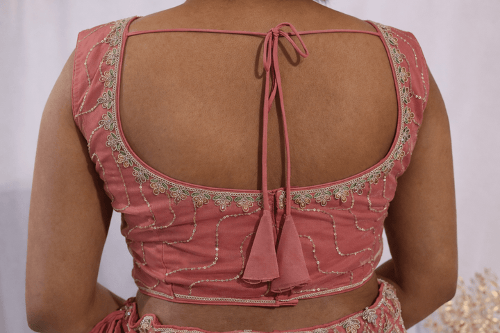 Peach Embroidered Lehenga - Lotus Lehengas