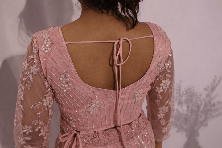 Pink Flower Embroidered Lehenga - Lotus Lehengas