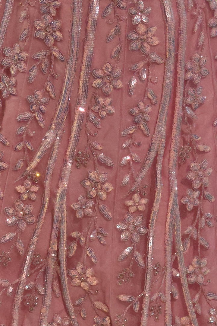 Pink Flower Embroidered Lehenga - Lotus Lehengas