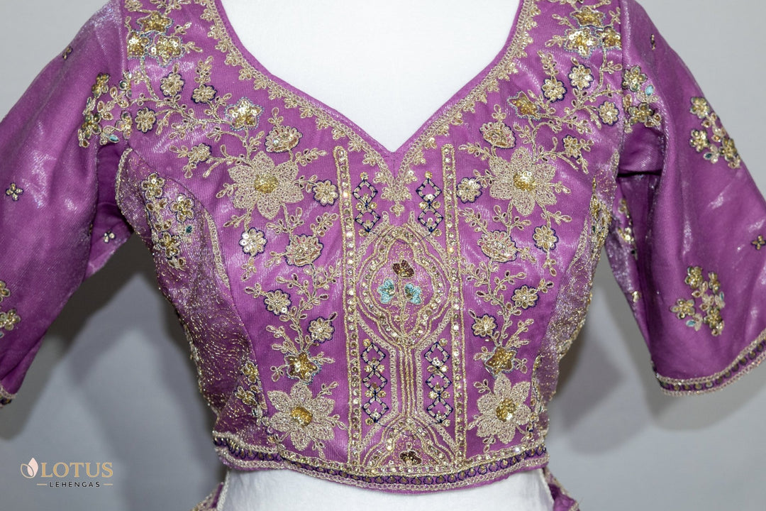 Purple & Gold Embroidered Lehenga - Lotus Lehengas