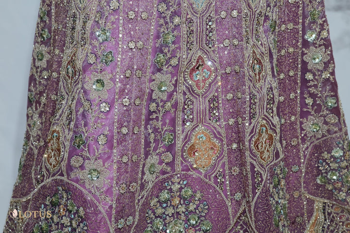 Purple & Gold Embroidered Lehenga - Lotus Lehengas