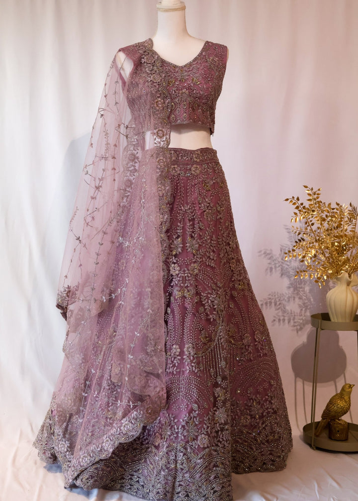 Rose Mauve Embroidered Lehenga - Lotus Lehengas