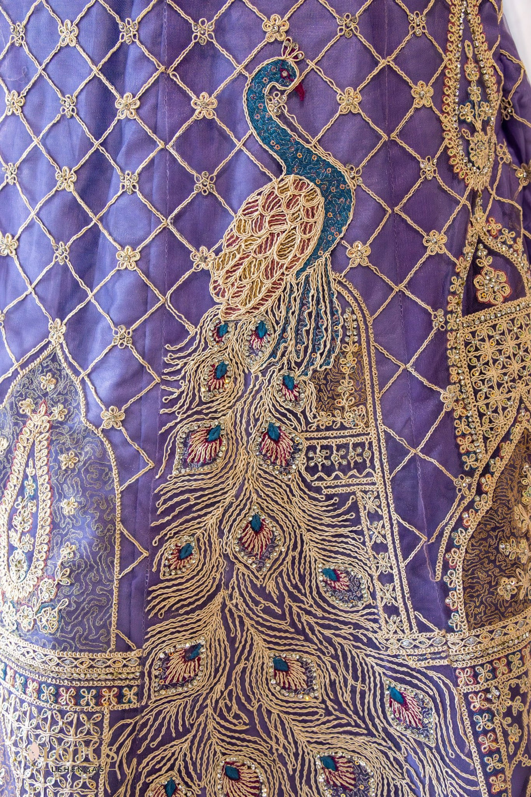 Royal Purple Peacock Embroidered Lehenga - Lotus Lehengas